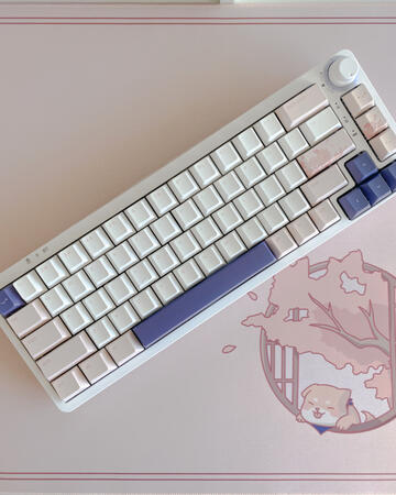 TM680 white with Sakura keycaps and deskmat